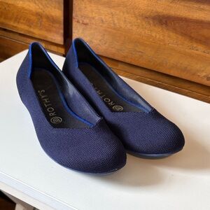 Rothy's Navy Knit Ballet Flats with Royal Blue Trim